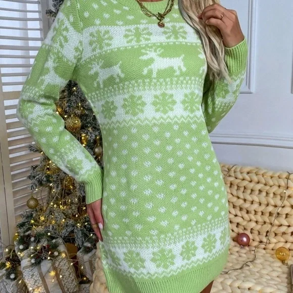 white christmas dresses Christmas Ugly Sweater Dress, 3D Snowman Women Turtleneck Loose Sweate